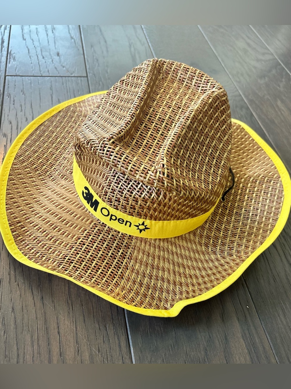 3M Open Post-It Yellow-Trim Straw Fedora Cowboy Hat